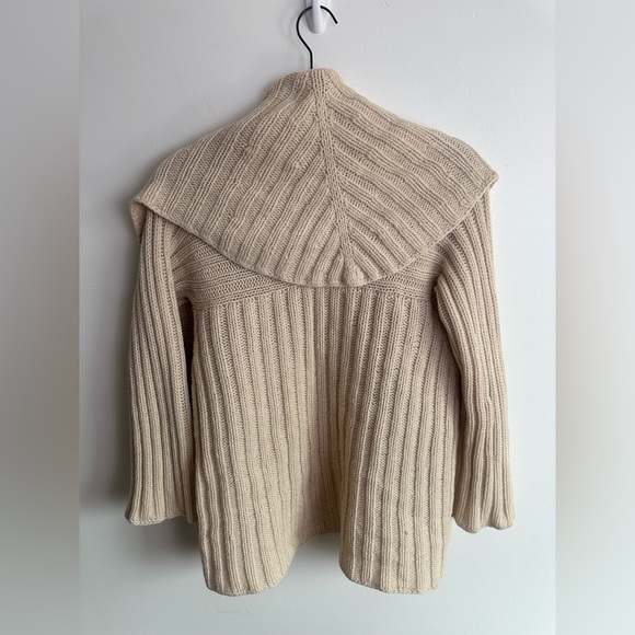 Y2K Chunky Wool Cashmere Open Knit Cream Cozy Cardigan Size XS - Picture 4 of 4